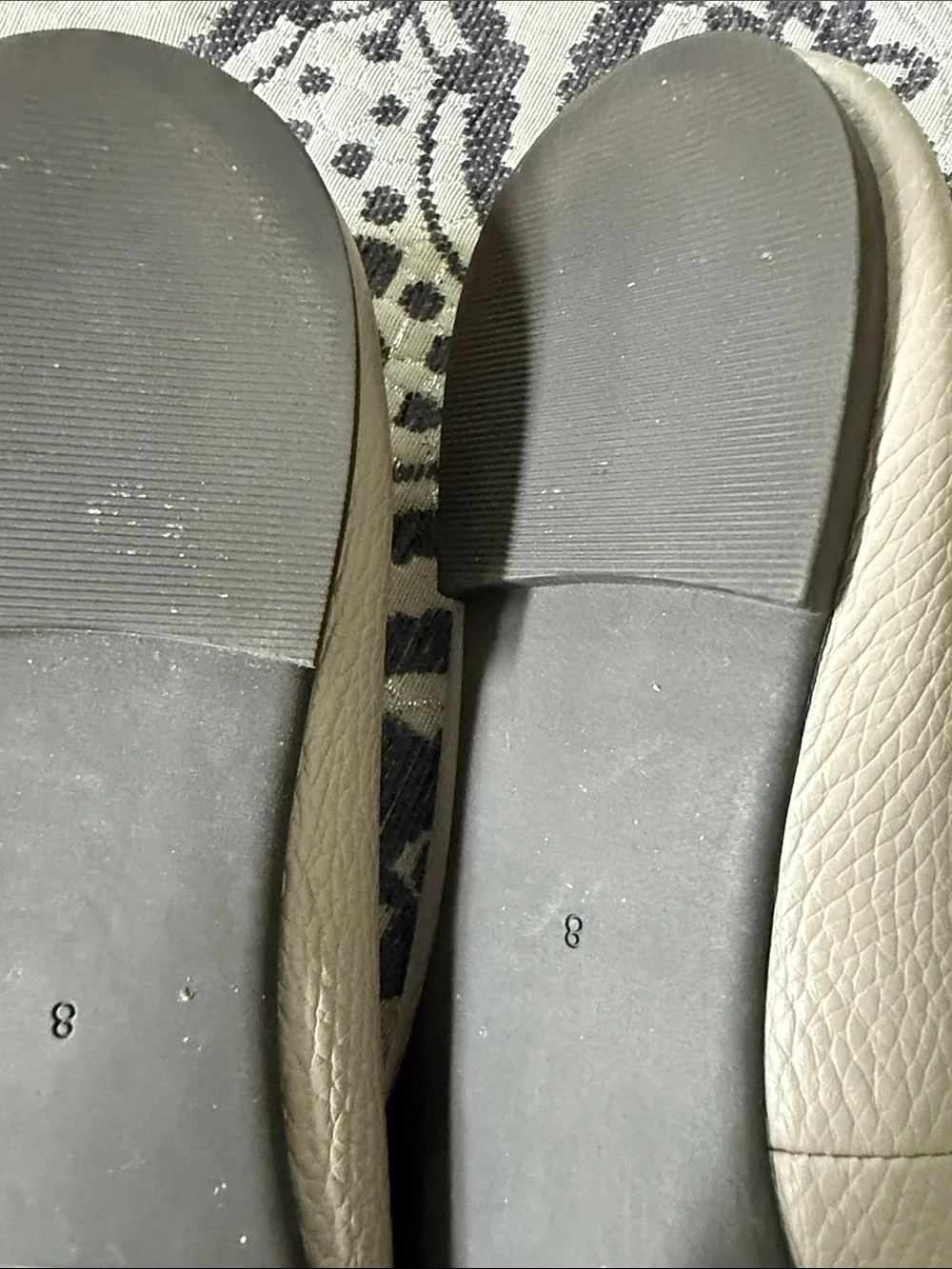 Tory Burch Taupe Leather Logo Ballet Flats with Gold Medallion